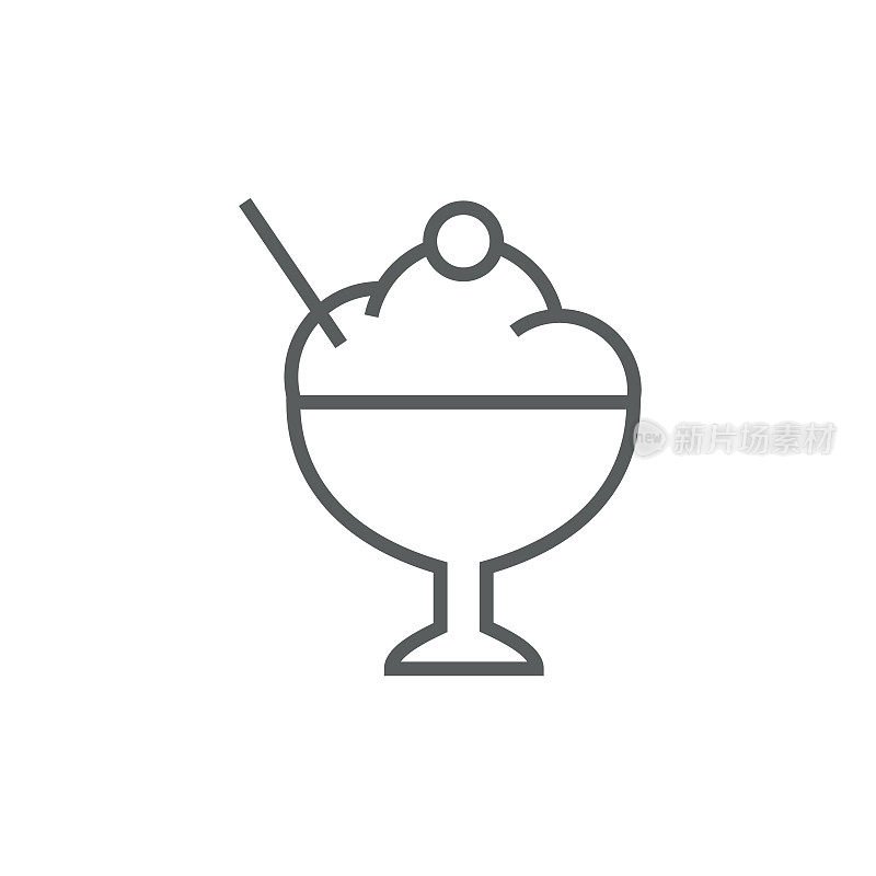 Cup of ice cream line icon